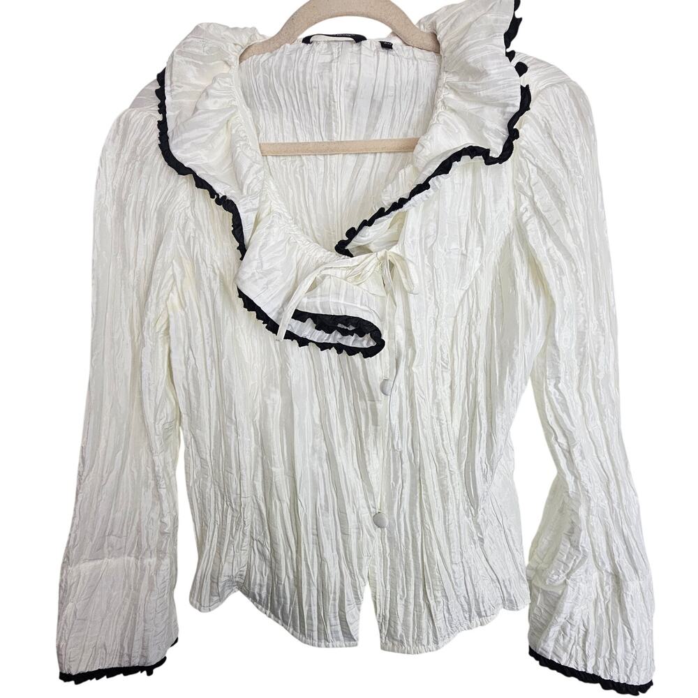 Samuel Dong Womens Victorian Wired Ruffle Collar Sz S Steampunk Crinkle Romantic